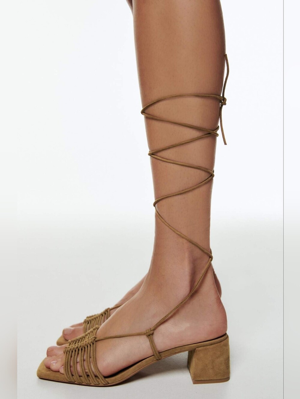 Zara | Lace-Up Braided Block Heel Sandals